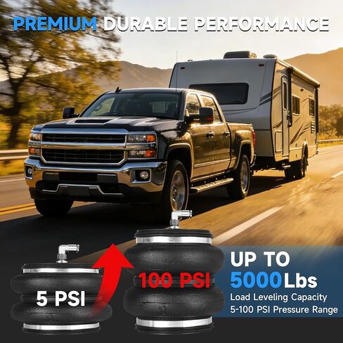 طقم تعليق أكياس الهواء الخلفية Just-V لـ 2019-2026 Chevy Silverado GMC Sierra 1500، 5000 رطل من أكياس الهواء لتسوية الحمل للشاحنات، بديل لمجموعة Firestone Ride Rite 2609 in Kuwait