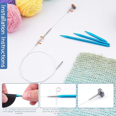 Mdoker Circular Knitting Needle with Case 11 Pairs Interchangeable Aluminum Circle Needles with 5pcs 360°Swivel Cables,Round Knitting Needles Size 3mm-8mm in Saudi Arabia