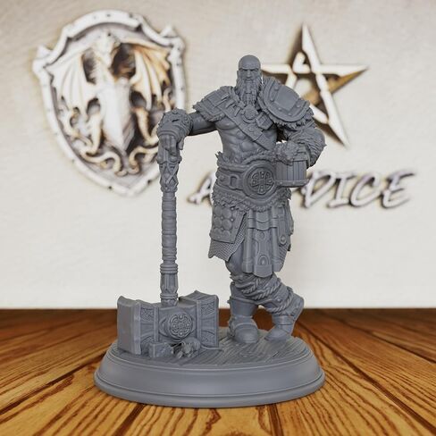 مقياس بطولي غير مصبوغ Fantasy Minis - شخصية لعبة مصغرة احترافية مقاس 28 مم للعب الأدوار وTTRPG، منمنمات ألعاب الطاولة التفصيلية لـ Dungeon Masters - كوب Barbarian مقاس 5 سم (AS31) in Kuwait