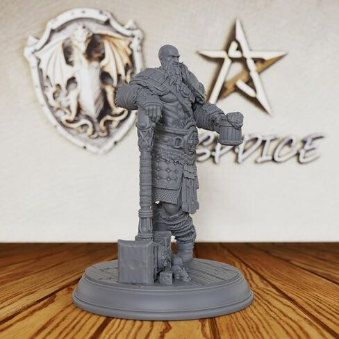 مقياس بطولي غير مصبوغ Fantasy Minis - شخصية لعبة مصغرة احترافية مقاس 28 مم للعب الأدوار وTTRPG، منمنمات ألعاب الطاولة التفصيلية لـ Dungeon Masters - كوب Barbarian مقاس 5 سم (AS31) in Kuwait