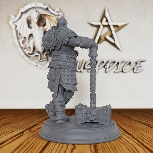 مقياس بطولي غير مصبوغ Fantasy Minis - شخصية لعبة مصغرة احترافية مقاس 28 مم للعب الأدوار وTTRPG، منمنمات ألعاب الطاولة التفصيلية لـ Dungeon Masters - كوب Barbarian مقاس 5 سم (AS31) in Kuwait
