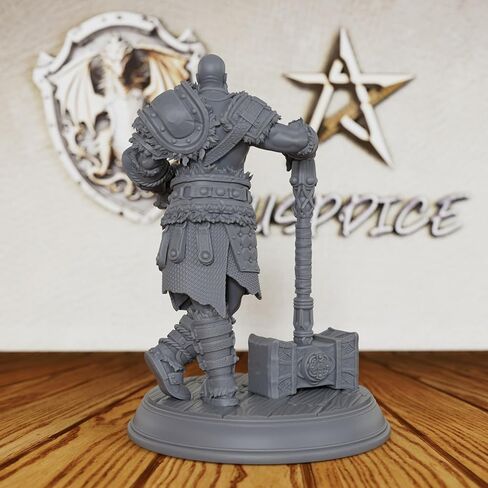مقياس بطولي غير مصبوغ Fantasy Minis - شخصية لعبة مصغرة احترافية مقاس 28 مم للعب الأدوار وTTRPG، منمنمات ألعاب الطاولة التفصيلية لـ Dungeon Masters - كوب Barbarian مقاس 5 سم (AS31) in Kuwait