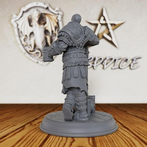 مقياس بطولي غير مصبوغ Fantasy Minis - شخصية لعبة مصغرة احترافية مقاس 28 مم للعب الأدوار وTTRPG، منمنمات ألعاب الطاولة التفصيلية لـ Dungeon Masters - كوب Barbarian مقاس 5 سم (AS31) in Kuwait