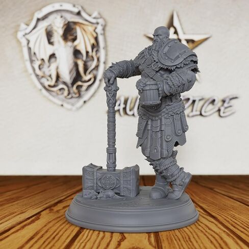 مقياس بطولي غير مصبوغ Fantasy Minis - شخصية لعبة مصغرة احترافية مقاس 28 مم للعب الأدوار وTTRPG، منمنمات ألعاب الطاولة التفصيلية لـ Dungeon Masters - كوب Barbarian مقاس 5 سم (AS31) in Kuwait