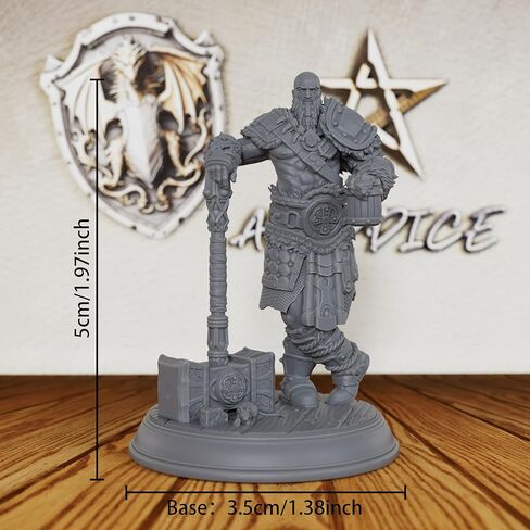 مقياس بطولي غير مصبوغ Fantasy Minis - شخصية لعبة مصغرة احترافية مقاس 28 مم للعب الأدوار وTTRPG، منمنمات ألعاب الطاولة التفصيلية لـ Dungeon Masters - كوب Barbarian مقاس 5 سم (AS31) in Kuwait