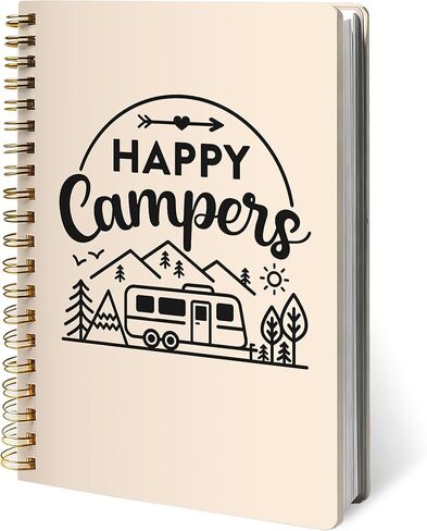 Happy Campers Camping Notebook Journal, Camping Lovers Gifts Notebooks for Work, Gifts for RV Campers Journal, Travelers Hardcover Spiral Notebook 5.5x8.3 Inch in Saudi Arabia