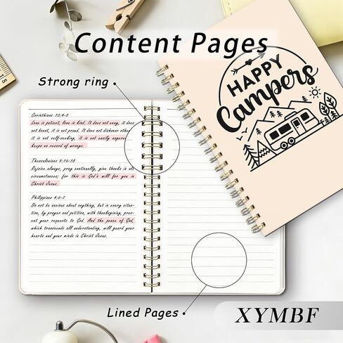 Happy Campers Camping Notebook Journal, Camping Lovers Gifts Notebooks for Work, Gifts for RV Campers Journal, Travelers Hardcover Spiral Notebook 5.5x8.3 Inch in Saudi Arabia