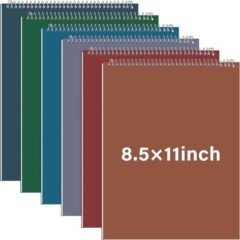 Maitys 6 Pcs Legal Pad Steno Spiral Notebook 8.5" x 11" Top Bound Spiral Pads Hard Cover College Ruled Notepad 70 Sheet Pad for School Office University Home(Lovely Color,Elegant Style) in Kuwait