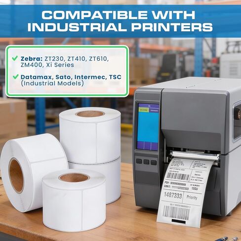 Plexon 4" x 6" Perforated Direct Thermal Labels, 3" Core, 4000 Labels - Case of 4 Rolls, 1000 Labels/Roll, Compatible with Zebra ZT230, ZT410, ZT610, ZM400, S4M, Datamax, 70GSM in Saudi Arabia