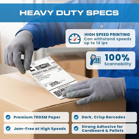Plexon 4" x 6" Perforated Direct Thermal Labels, 3" Core, 4000 Labels - Case of 4 Rolls, 1000 Labels/Roll, Compatible with Zebra ZT230, ZT410, ZT610, ZM400, S4M, Datamax, 70GSM in Saudi Arabia