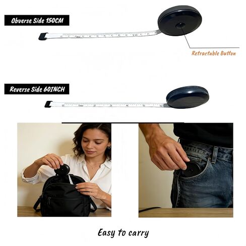 Black Retractable Tape Measure 30 Pack, Bulk Soft Fabric Measuring Tape for Body Measurements, 60 Inch Small Double Sided Ruler for Sewing Tailor Craft Party Favors Gift Bags in Kuwait