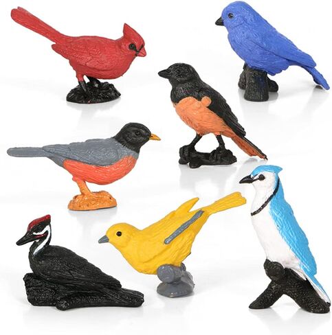 Morofme Mini Bird Figurine Birds Cake Topper 7pcs Miniature Birds Animal Figure Robin Cardinal Figurines Oriole Bird Cake Decorations for Birthday Baby Shower Party Educational Supplies in Saudi Arabia