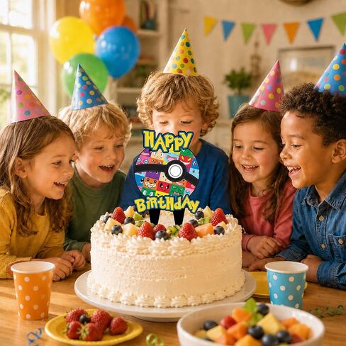 غلاف كعكة عيد ميلاد كرتوني للأولاد تزيين كعكة عيد ميلاد سعيد لمستلزمات حفلات أعياد الميلاد للأطفال in Kuwait