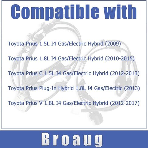 2 Pcs ABS Wheel Speed Sensors Rear Left & Right Compatible with Toyota Prius Series (2009-2017) - Replaces OE Numbers 89516-47100 & 89516-47070 in Kuwait