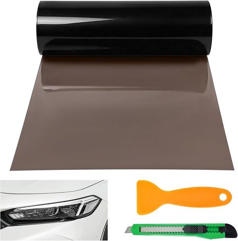 Car Light Tint Film, 12" × 48" Waterproof Headlight Vinyl Wrap Film Includes Squeegee & Cutter, Self-Adhesive Air-Release Wrap for Fog Lights, Taillights, and Headlights (Transparent) in Saudi Arabia