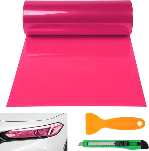 Car Light Tint Film, 12" × 48" Waterproof Headlight Vinyl Wrap Film Includes Squeegee & Cutter, Self-Adhesive Air-Release Wrap for Fog Lights, Taillights, and Headlights (Transparent) in Saudi Arabia