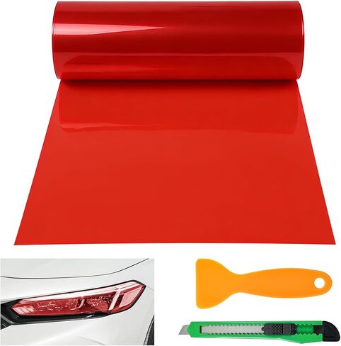 Car Light Tint Film, 12" × 48" Waterproof Headlight Vinyl Wrap Film Includes Squeegee & Cutter, Self-Adhesive Air-Release Wrap for Fog Lights, Taillights, and Headlights (Transparent) in Saudi Arabia