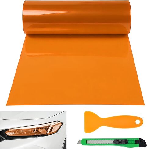 Car Light Tint Film, 12" × 48" Waterproof Headlight Vinyl Wrap Film Includes Squeegee & Cutter, Self-Adhesive Air-Release Wrap for Fog Lights, Taillights, and Headlights (Transparent) in Saudi Arabia