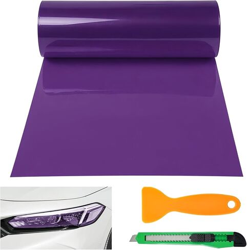 Car Light Tint Film, 12" × 48" Waterproof Headlight Vinyl Wrap Film Includes Squeegee & Cutter, Self-Adhesive Air-Release Wrap for Fog Lights, Taillights, and Headlights (Transparent) in Saudi Arabia
