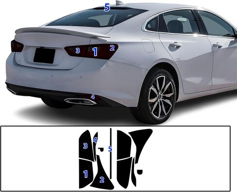 مجموعة تلوين الضوء الخلفي من BOGAR TECH DESIGNS PPF متوافقة مع شيفروليه ماليبو 2016-2025، دخان داكن in Kuwait