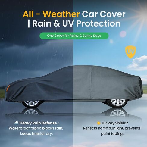 Waterproof Heavy Duty Car Cover Custom Fit Jaguar XJ Series, XJR, XJ8 Outdoor Covers with Cotton Liner and Breathable Ventilation Mesh, Full Exterior Cover Sun Rain UV Protection with Zipper Door in Saudi Arabia