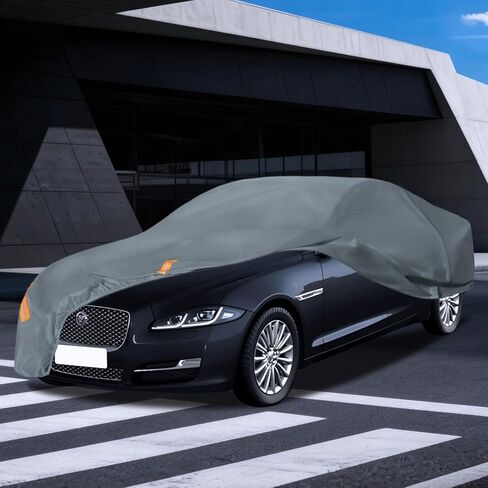 Waterproof Heavy Duty Car Cover Custom Fit Jaguar XJ Series, XJR, XJ8 Outdoor Covers with Cotton Liner and Breathable Ventilation Mesh, Full Exterior Cover Sun Rain UV Protection with Zipper Door in Saudi Arabia