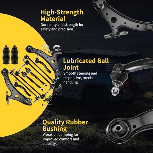 Front Lower Control Arm w/Ball Joint Fit for Toyota Camry 2007-2011 - 14 PCS Suspension Kit Tie Rod End Link K620333 K620334 K750011 K750123 K500043 K500044 ES80602 ES80603 EV800306 in Kuwait
