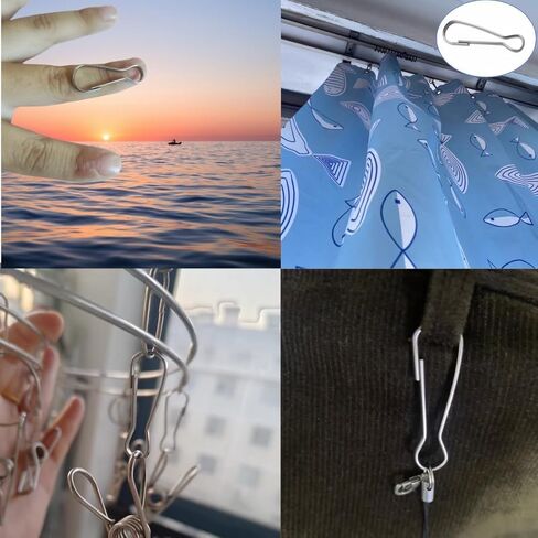 Mini Metal Spring Hooks, Tiny Stainless Steel Lanyards Snap Clip Hooks 0.59Inch, Keyring Accessory for Purse,Curtains,Jewelry Ring Craft and ID Card Key Chain Clip Parts(200Pcs) in Kuwait