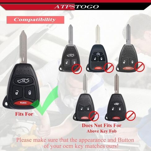 DIY Key Fob Replacement Kit Compatible with Chrysler 300 Jeep Grand Cherokee Commander Dodge Charger Durango 2005 2006 2007 2008 Uncut Keyless Remote Control Key FCC ID: KOBDT04A in Kuwait