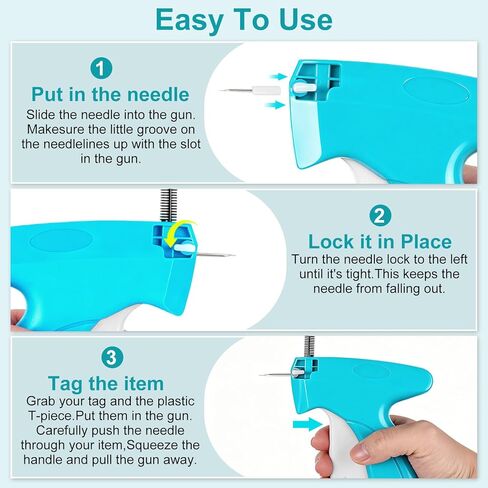 Handheld Stitch Tag Gun for Clothes, Quick Clothing Fixer Micro Tagging Gun, Sewing Gun Kit Includes 6 Needles, 2000 Black Fasteners & 2000 White Fasteners in Kuwait