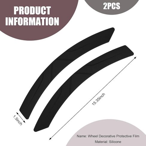 2 PCS Wheel Tire Eyebrow Strips, Silicone Auto Fender Flare Anti Collision Strips, Modified Wheel Well Trim Decal Protector, Universal Car Fender Potector for Auto Body Edge, Bumper (Black) in Kuwait