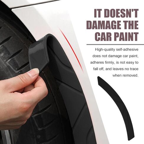 2 PCS Wheel Tire Eyebrow Strips, Silicone Auto Fender Flare Anti Collision Strips, Modified Wheel Well Trim Decal Protector, Universal Car Fender Potector for Auto Body Edge, Bumper (Black) in Kuwait