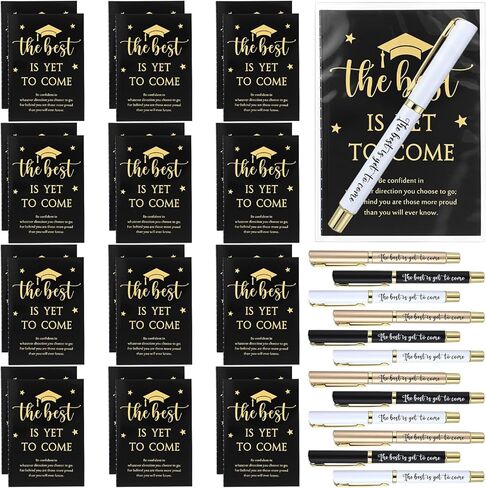 Sayglossy 12 Set Bulk Graduation Gifts for Student from Teacher , 2026 Graduation Party Favors with Metal Ballpoint Pens, Mini Inspirational Notebooks, Black and Gold End of Year Grad Gifts Supplies in Kuwait