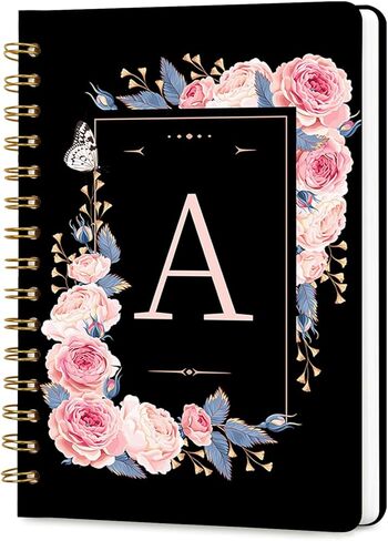 Lined Spiral Journal Notebook, A5 College Ruled Spiral Notebook for Women, Hardcover with Elegant Design for Work and Note-Taking, 5.5 * 8.25 inch, 160 Pages, Letter K in Saudi Arabia