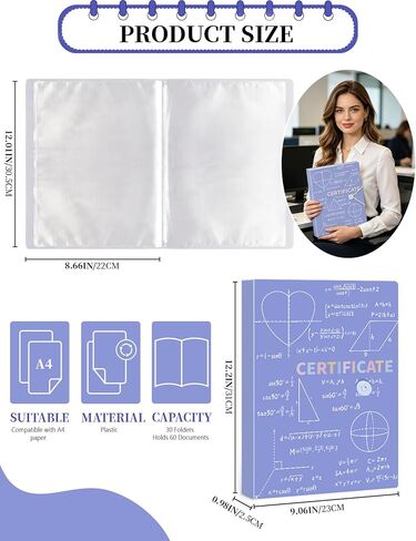 Binder with Plastic Sleeves Clear A4 Size Sheet Protectors 8.5 x 11 Presentation Folders Protector Folder Portfolio Binder Document Organizer for Certificate,Art in Saudi Arabia