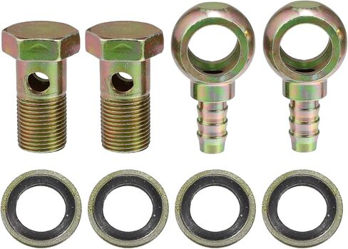 Banjo Bolt M18x1.5 12mm Banjo Bolt Hose Barb Fittings Brake Line Fitting Adapter with Copper Washers for Motorcycle Car (Set of 2) in Kuwait