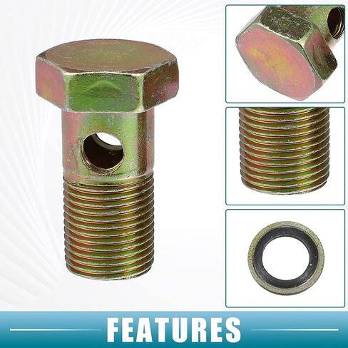 Banjo Bolt M18x1.5 12mm Banjo Bolt Hose Barb Fittings Brake Line Fitting Adapter with Copper Washers for Motorcycle Car (Set of 2) in Kuwait