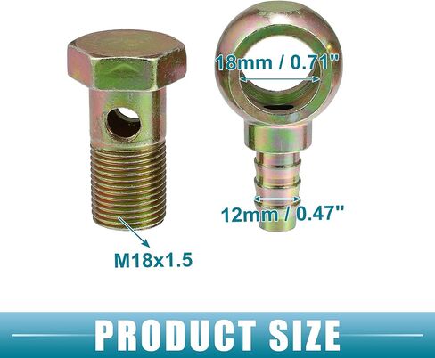 Banjo Bolt M18x1.5 12mm Banjo Bolt Hose Barb Fittings Brake Line Fitting Adapter with Copper Washers for Motorcycle Car (Set of 2) in Kuwait