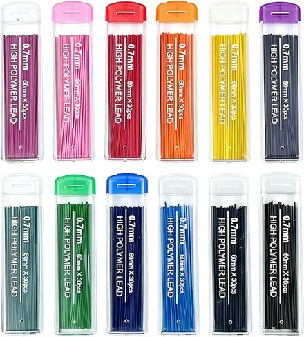 12 Colors Pencil Lead Refills 360 Pieces Colored Mechanical Pencil Lead Refills Back to School Pencil Gifts Bulk for Home Office School, 0.7 mm HB in Saudi Arabia