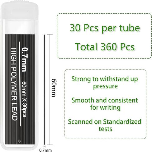 12 Colors Pencil Lead Refills 360 Pieces Colored Mechanical Pencil Lead Refills Back to School Pencil Gifts Bulk for Home Office School, 0.7 mm HB in Saudi Arabia