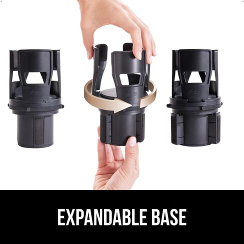GORILLA GRIP Patent Pending Adjustable Car Cup Holder Expander, Keeps Water Bottle Secure, Expands to Fit 18 to 48 oz Large Bottles, Yeti, Owala, Stanley with Handle, Coffee Mug Insert for Cars, Black in Kuwait