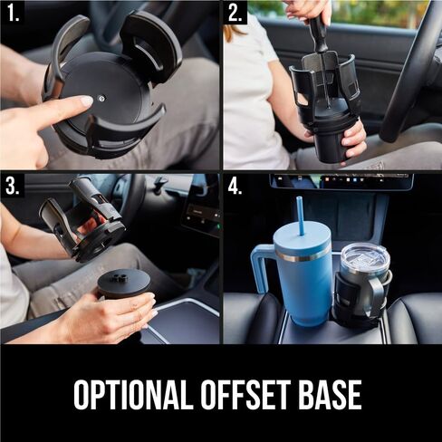 GORILLA GRIP Patent Pending Adjustable Car Cup Holder Expander, Keeps Water Bottle Secure, Expands to Fit 18 to 48 oz Large Bottles, Yeti, Owala, Stanley with Handle, Coffee Mug Insert for Cars, Black in Kuwait