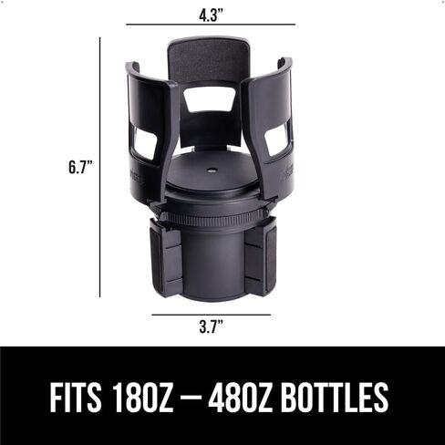 GORILLA GRIP Patent Pending Adjustable Car Cup Holder Expander, Keeps Water Bottle Secure, Expands to Fit 18 to 48 oz Large Bottles, Yeti, Owala, Stanley with Handle, Coffee Mug Insert for Cars, Black in Kuwait