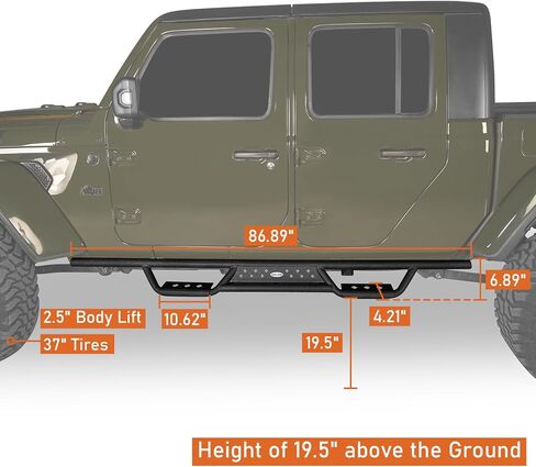 Hooke Road Gladiator 6.9" Drop Down Side Step Bars Running Boards for Jeep Gladiator JT 2020-2026 in Kuwait