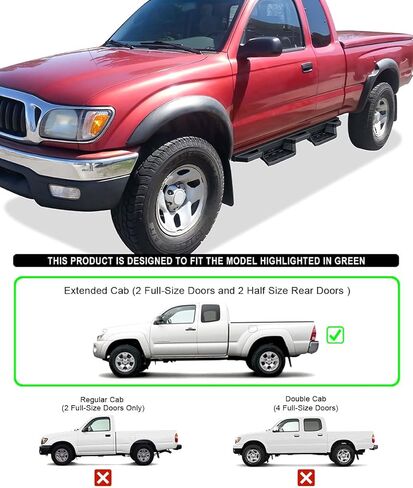 Tuxtreme الفولاذ المقاوم للصدأ خطوات الجيب لوحات الجري الخطوات الجانبية المتوافقة مع Toyota Tacoma 1995-2004 Extended Xtra Cab (4WD أو Prerunner 2WD 4WD) Nerf Bars Side Bars in Kuwait