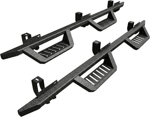 Running Boards Compatible with 2018-2025 Jeep Wrangler JL 4-Door, 2-Stairs Side Step Rails, Bolt-on Heavy-Duty Coated Black Carbon Steel Nerf Bars (18-25 JL 4 Doors, E Size) in Saudi Arabia