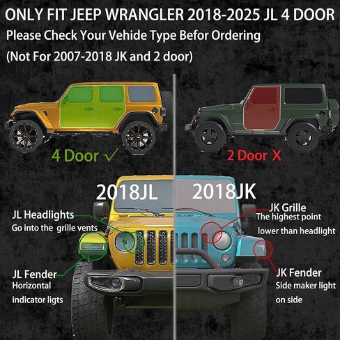 Running Boards Compatible with 2018-2025 Jeep Wrangler JL 4-Door, 2-Stairs Side Step Rails, Bolt-on Heavy-Duty Coated Black Carbon Steel Nerf Bars (18-25 JL 4 Doors, E Size) in Saudi Arabia
