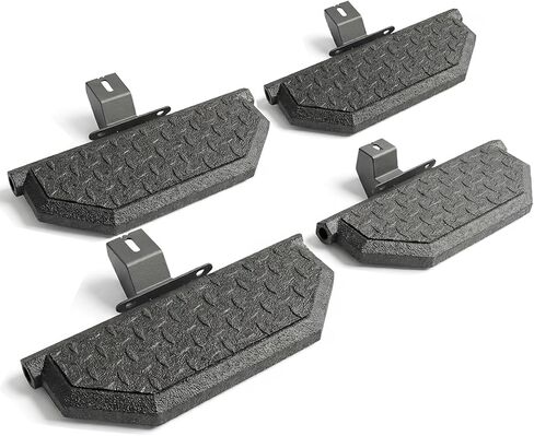 Running Boards Compatible with 2018-2025 Jeep Wrangler JL 4-Door, 2-Stairs Side Step Rails, Bolt-on Heavy-Duty Coated Black Carbon Steel Nerf Bars (18-25 JL 4 Doors, E Size) in Saudi Arabia