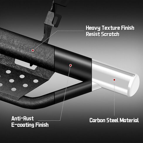 Running Boards Compatible with 2018-2025 Jeep Wrangler JL 4-Door, 2-Stairs Side Step Rails, Bolt-on Heavy-Duty Coated Black Carbon Steel Nerf Bars (18-25 JL 4 Doors, E Size) in Saudi Arabia