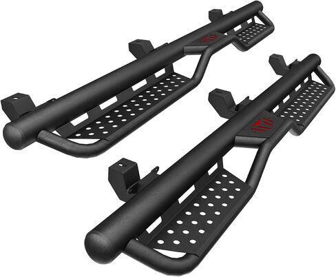 Running Boards Compatible with 2018-2025 Jeep Wrangler JL 4-Door, 2-Stairs Side Step Rails, Bolt-on Heavy-Duty Coated Black Carbon Steel Nerf Bars (18-25 JL 4 Doors, E Size) in Saudi Arabia